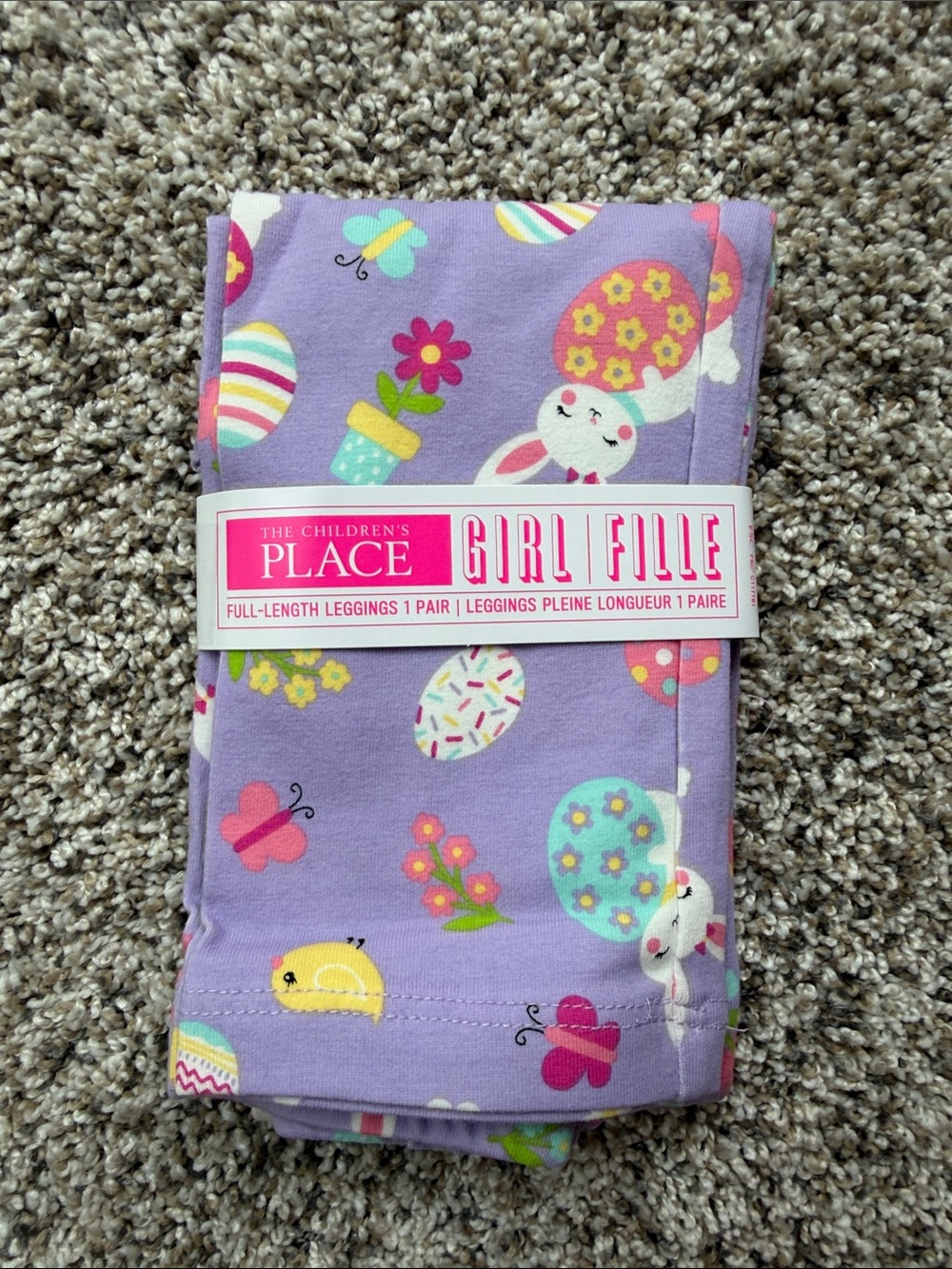NWT Children's Place Lavender Bunny & Easter Egg Leggings size medium 7/8